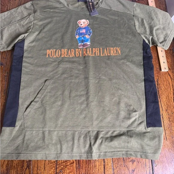 Ralph Lauren Olive Polo Bear Shirt L - Picture 2 of 5
